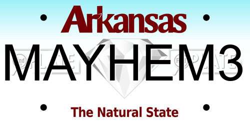 MAYHEM3 Arkansas License Plate