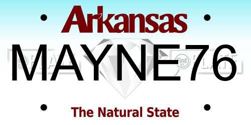 MAYNE76 Arkansas License Plate