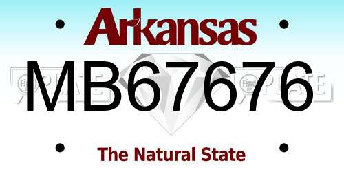 MB67676 Arkansas License Plate