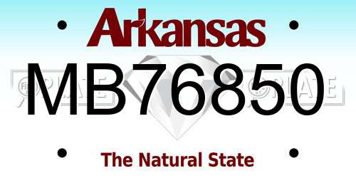 MB76850 Arkansas License Plate