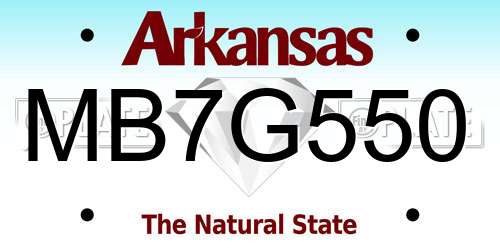 MB7G550 Arkansas License Plate