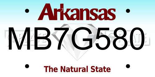 MB7G580 Arkansas License Plate