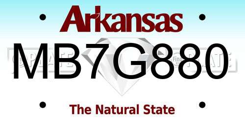 MB7G880 Arkansas License Plate