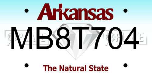 MB8T704 Arkansas License Plate