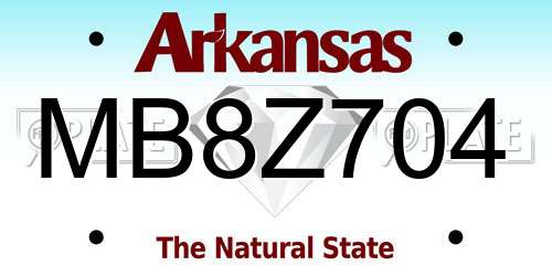 MB8Z704 Arkansas License Plate