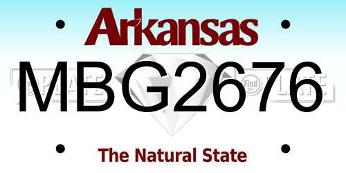 MBG2676 Arkansas License Plate