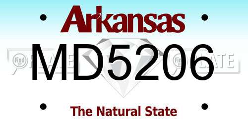 MD5206 Arkansas License Plate