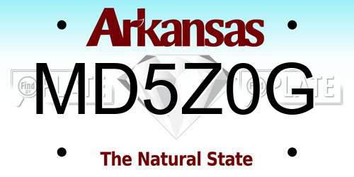 MD5Z0G Arkansas License Plate