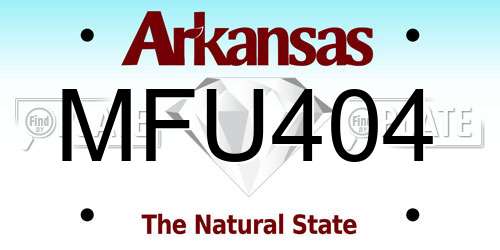 MFU404 Arkansas License Plate