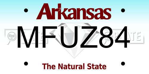 MFUZ84 Arkansas License Plate