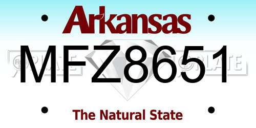 MFZ8651 Arkansas License Plate