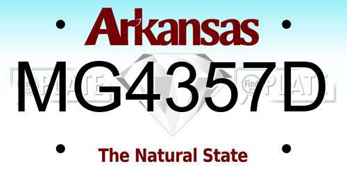 MG4357D Arkansas License Plate