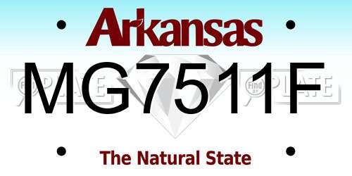 MG7511F Arkansas License Plate