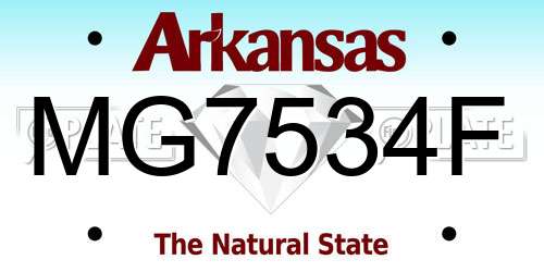 MG7534F Arkansas License Plate