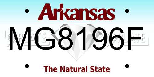 MG8196F Arkansas License Plate