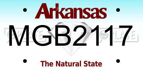 MGB2117 Arkansas License Plate