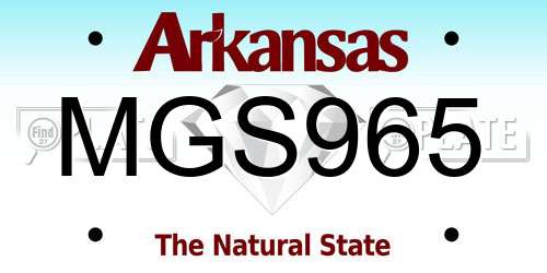 MGS965 Arkansas License Plate