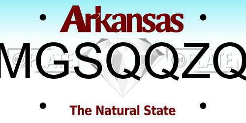 MGSQQZQ Arkansas License Plate