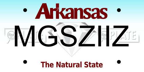 MGSZIIZ Arkansas License Plate