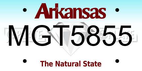 MGT5855 Arkansas License Plate
