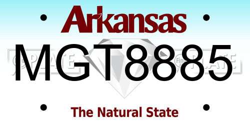 MGT8885 Arkansas License Plate