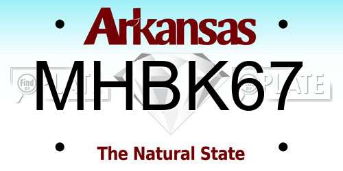MHBK67 Arkansas License Plate