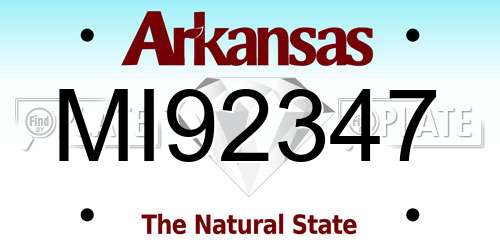 MI92347 Arkansas License Plate