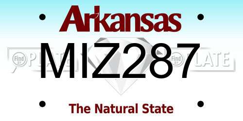 MIZ287 Arkansas License Plate