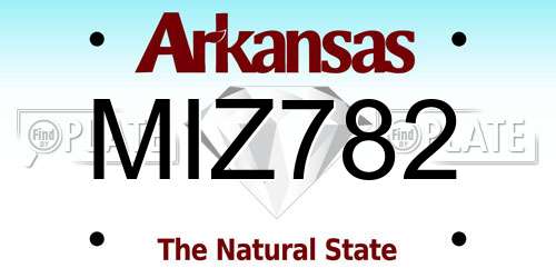 MIZ782 Arkansas License Plate