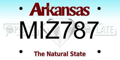 MIZ787 Arkansas License Plate