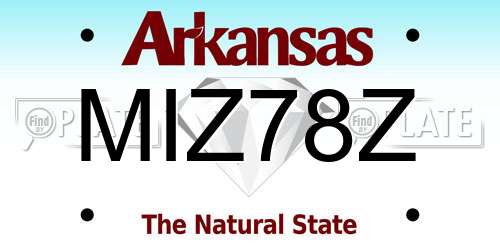MIZ78Z Arkansas License Plate