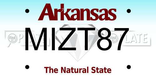 MIZT87 Arkansas License Plate