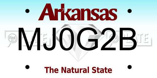 MJ0G2B Arkansas License Plate