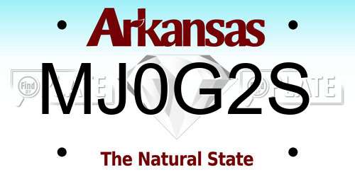 MJ0G2S Arkansas License Plate