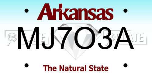 MJ7O3A Arkansas License Plate