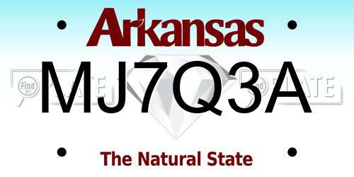 MJ7Q3A Arkansas License Plate