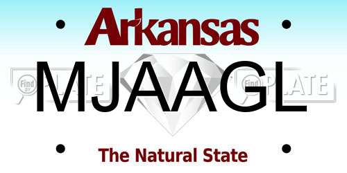 MJAAGL Arkansas License Plate