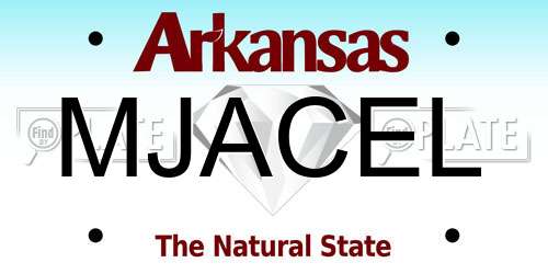 MJACEL Arkansas License Plate