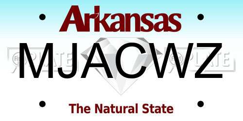 MJACWZ Arkansas License Plate