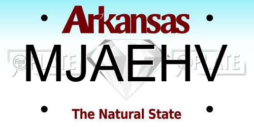 MJAEHV Arkansas License Plate