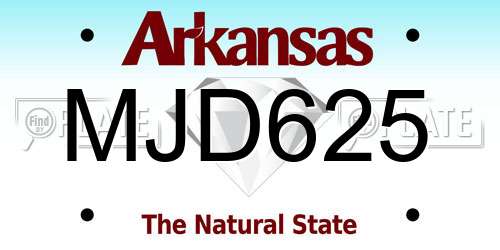 MJD625 Arkansas License Plate