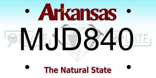 MJD840 Arkansas License Plate