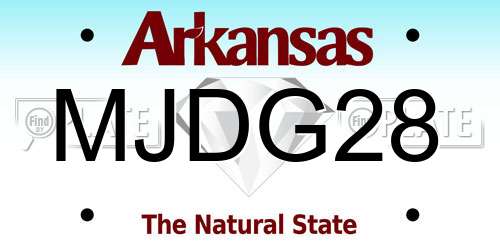 MJDG28 Arkansas License Plate