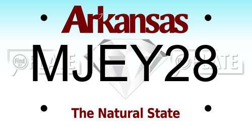 MJEY28 Arkansas License Plate
