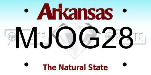 MJOG28 Arkansas License Plate