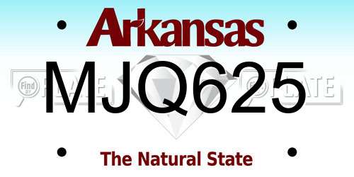 MJQ625 Arkansas License Plate