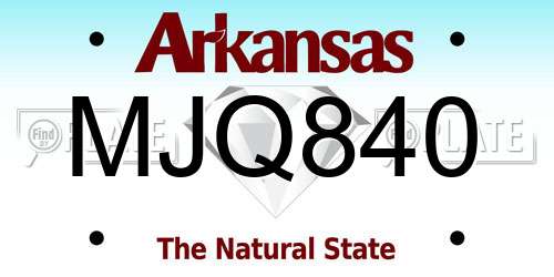 MJQ840 Arkansas License Plate