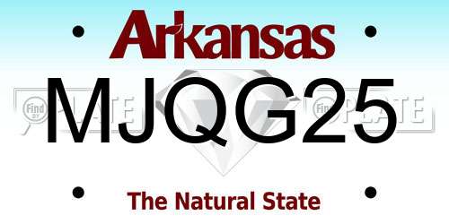 MJQG25 Arkansas License Plate