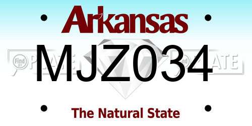 MJZ034 Arkansas License Plate