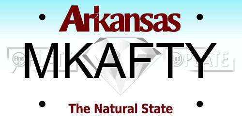 MKAFTY Arkansas License Plate